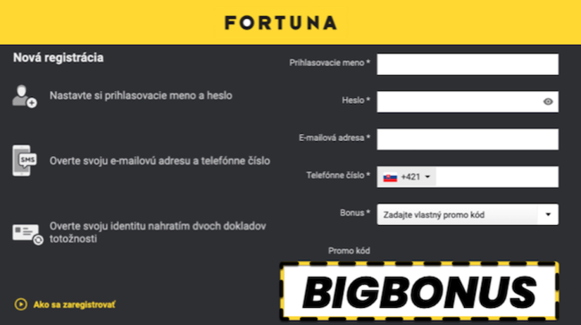 Fortuna promo kod BIGBONUS platny v marci 2026