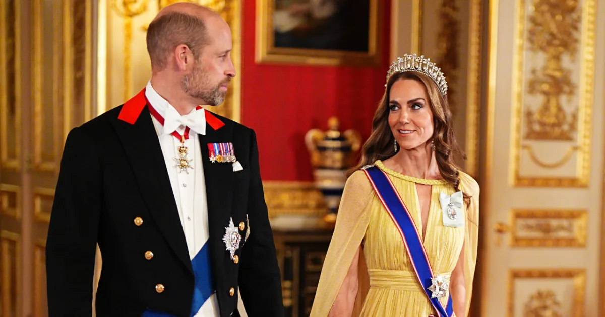 Princezná Kate v žltej róbe a perlách očarila večer pre ománskeho sultána